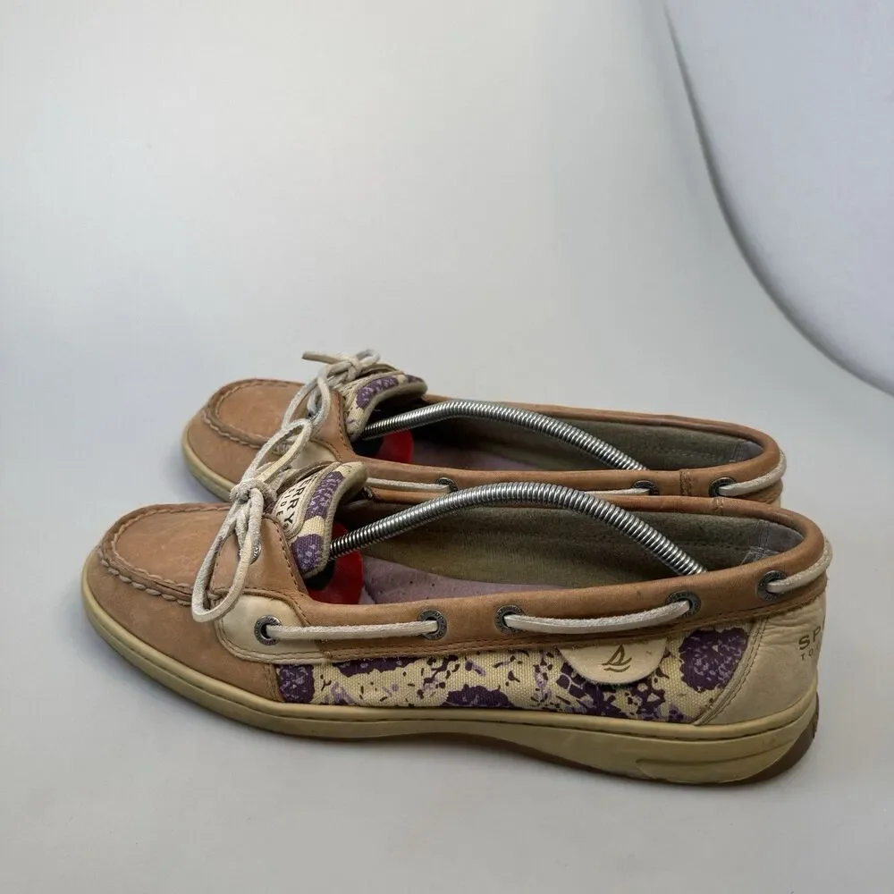 Sperry Boat Shoe Women's Size 10 Brown Purple Leather Casual Comfort Shoes EUC